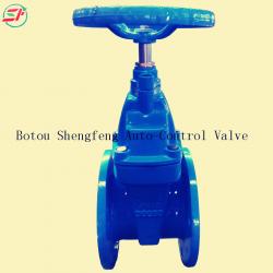 DIN3202 F4 GGG50 PN16 DN50 cast iron electrostatic coating Red hot water Soft Seal gate valve