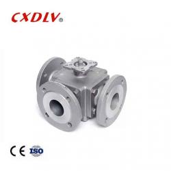 Small Full Port 3 Way Flanged Ball Valve Square Body with Mounting Pad