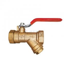 Wrought brass strainer ball valve